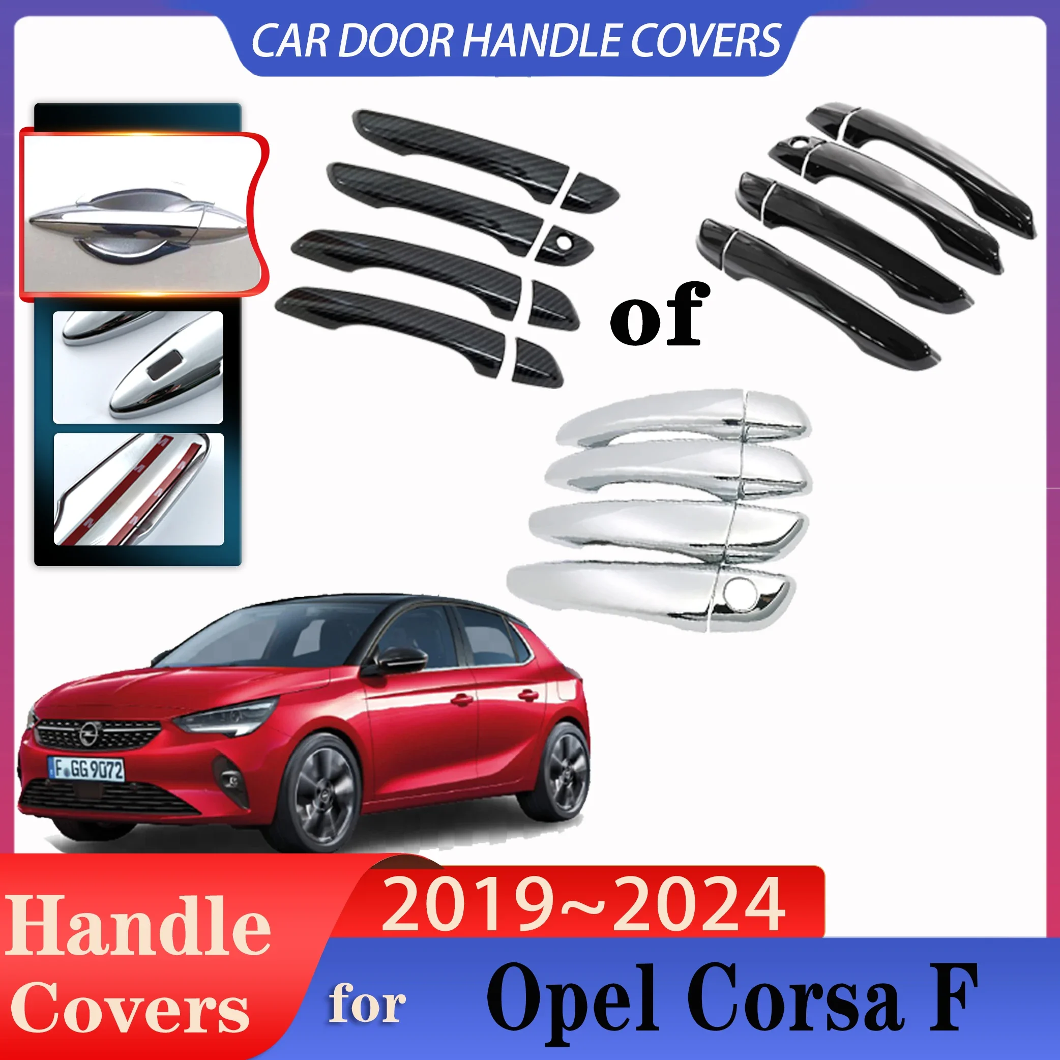 

For Opel Corsa F 2020 Vauxhall Corsa 2019~2024 Luxurious Car Door Handle Cover Exterior Scratch Protective Decor Car Accessories