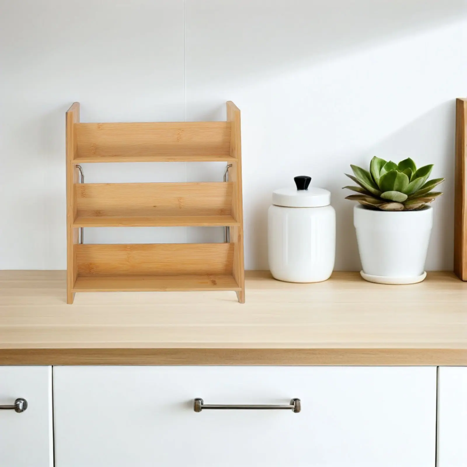 

Spices Bamboo Kitchen Three Tier Organizer Tiered Shelf Bedroom Cosmetic for Countertop Bathroom Toiletry Rack Tiered Stove