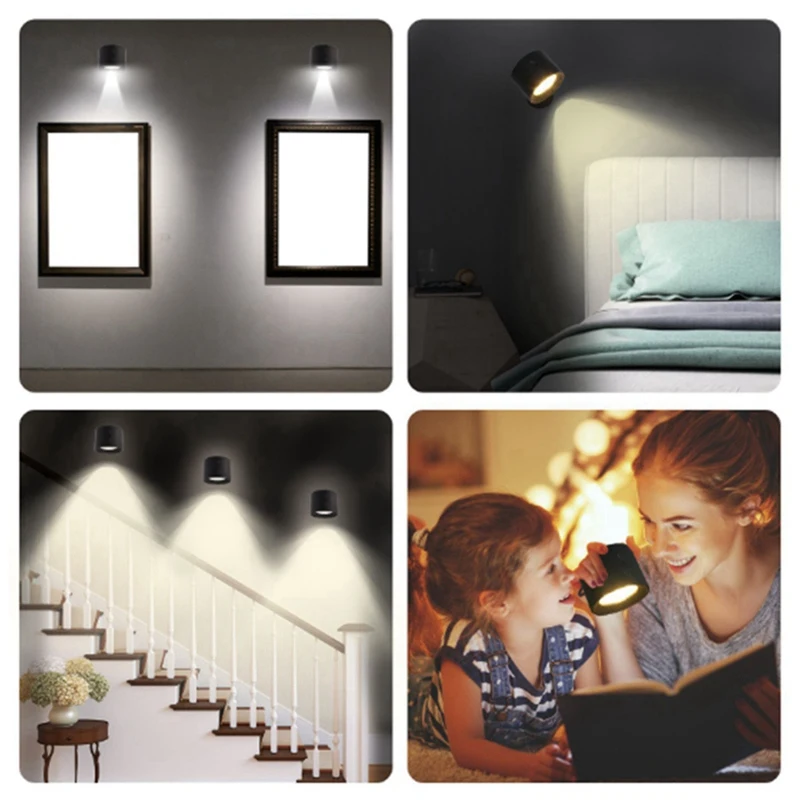 BAAG-USB 충전식 LED 조명(원격 3색 온도 RGB 7 다채로운 360 포함) °   회전식 자기 설치