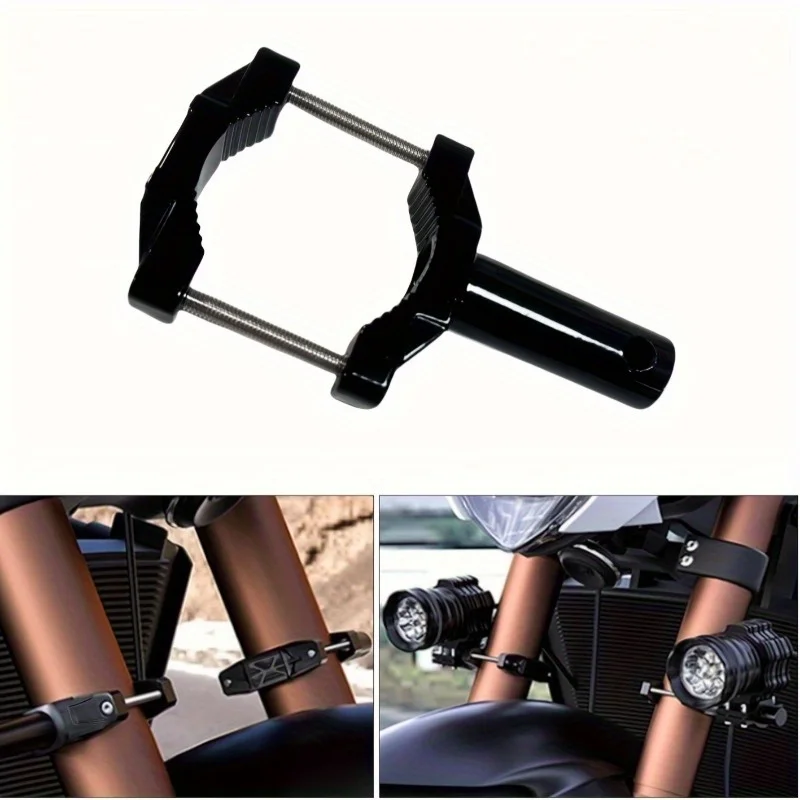 2 Stück Universelle Aluminium-Legierung Motorrad-Gabelhalterung 360 Grad Verstellbare Zusatz-Nebelscheinwerfer-Halterungen