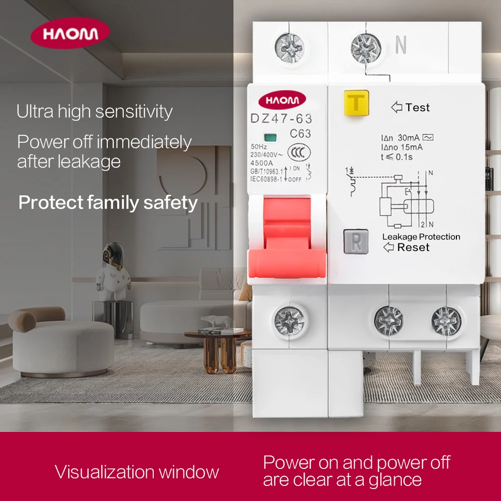 

HAOM din rail Overload Protection interruptor inteligente Residual Current Circuit Breaker Air Switch RCBO Leakage Protector