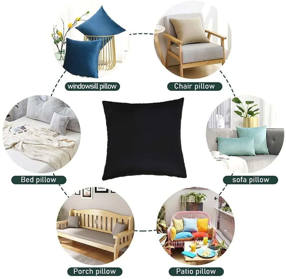 أغطية مخملية مربعة أحادية اللون ، غطاء وسادة مزخرف ، أريكة ، غرفة نوم ، سيارة ، غطاء فقط ، ناعم جدًا ، 18 × 18 بوصة