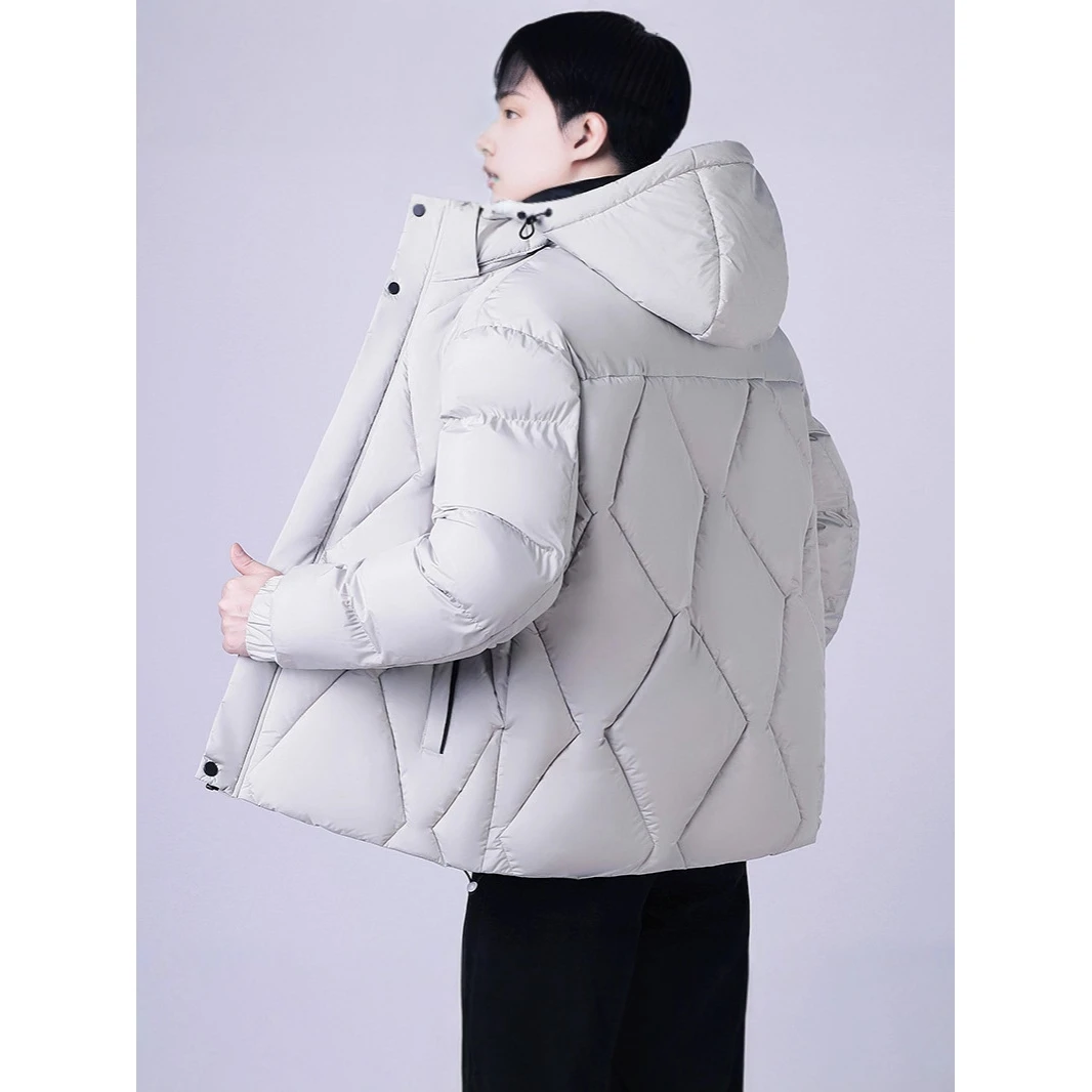 

Warmth-Enhanced aphene Cotton Jaet for Men Detachable Hood Thiened Bread Coat Polyester Fabric Youth Casual Outerwear