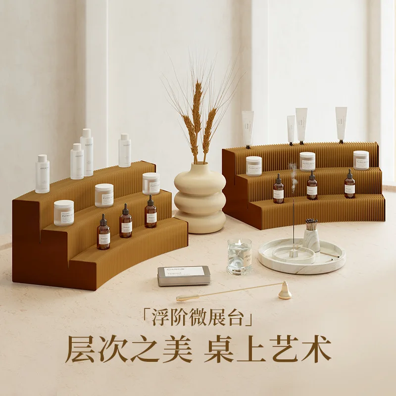 18-Paper Floating Step Micro Booth Exhibition Sample Display Rack Museum Display Product Showcase Shelf Supermarket Table