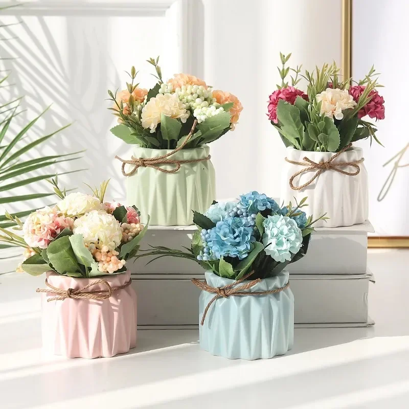 Macaron Colorful Nordic Modern Imitation Ceramic Plastic Flower Vase Invincible Wedding Birthday Art Home Arrangement Decoration