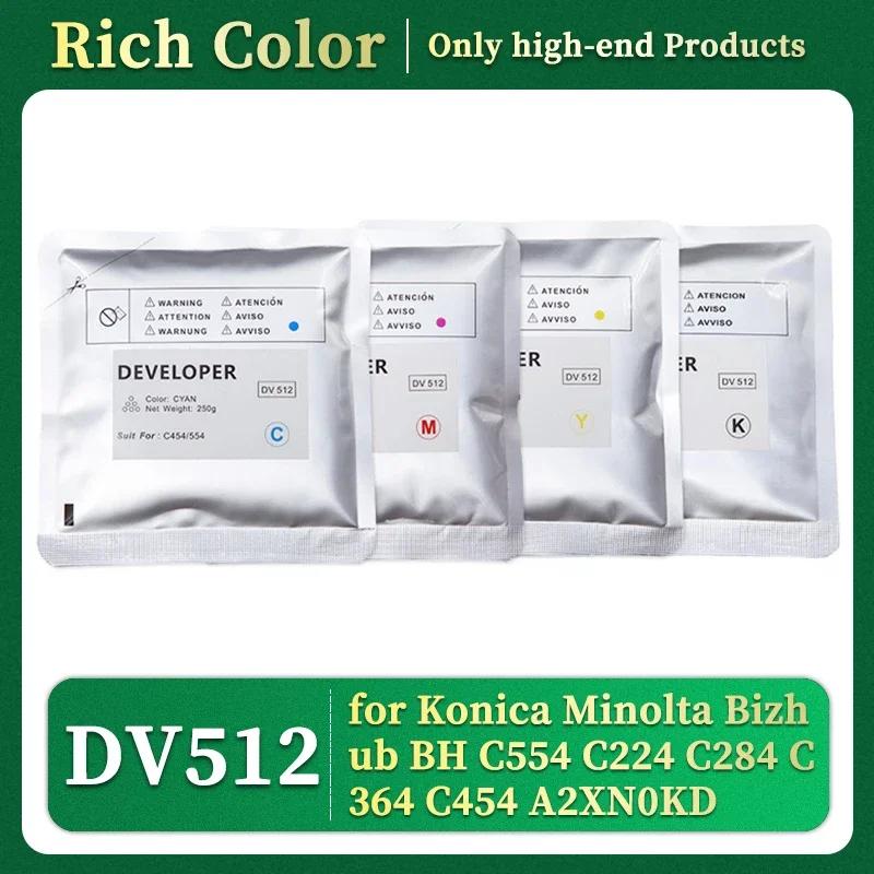 High Quality DV512 Developer Powder for Konica Minolta Bizhub BH C554 C224 C284 C364 C454 A2XN0KD Iron Powder Photocopy Machine