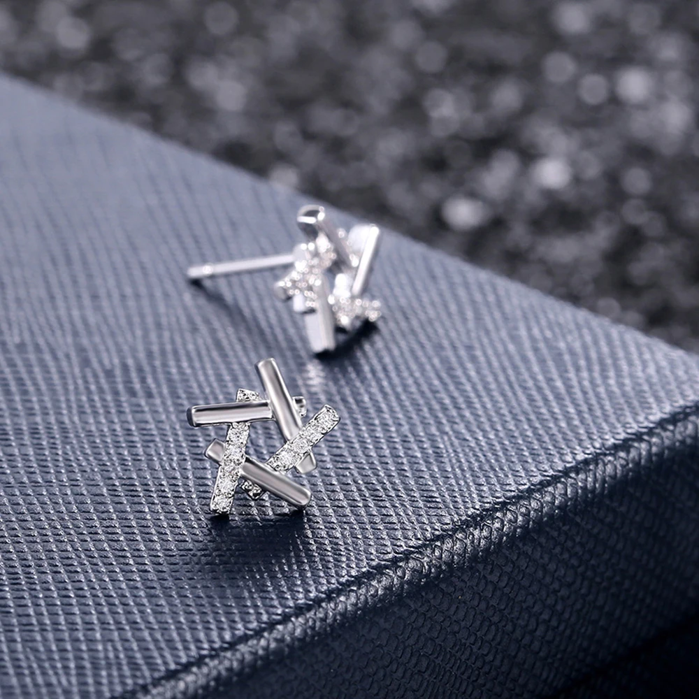 925 Sterling Silver Zircon Hexagram Stud Earrings For Women Jewelry Fashion Elegant Engagement Wedding Accessories
