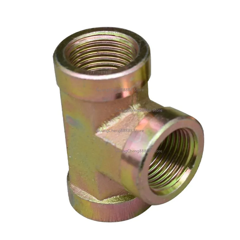 Hydraulic Inner Wire Tee Joint Internal Thread Tee High Pressure Carbon Steel Colored Zinc Plated Tee Elbow