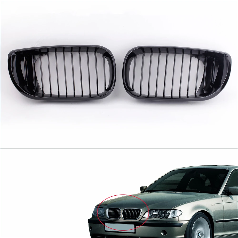 

2Pcs Gloss Black Kidney Front Grille for BMW E46 3 Series 4 Door 2002-2005