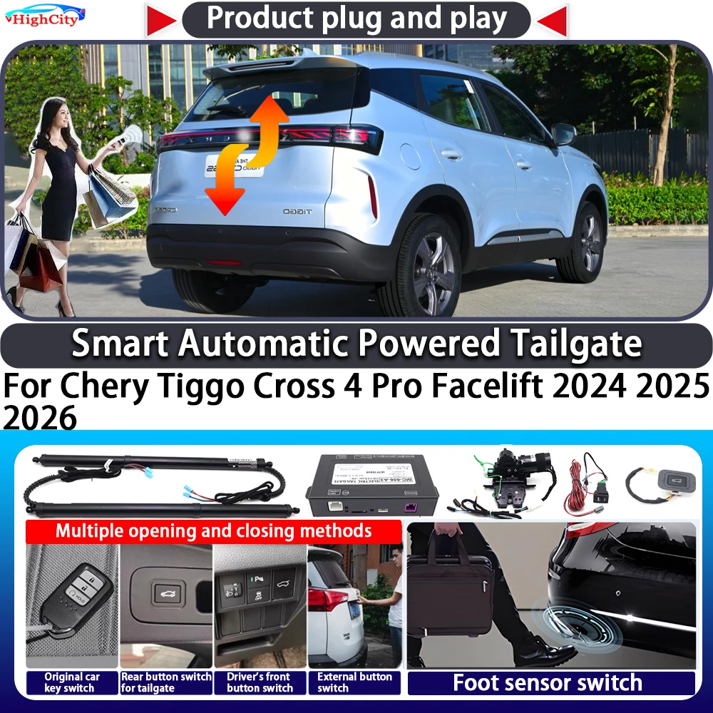 

For Chery Tiggo Cross 4 Pro Facelift 2024 2025 2026 Smart Automatic Powered Tailgate Key Control Trunk Lift Close Power Tailgate