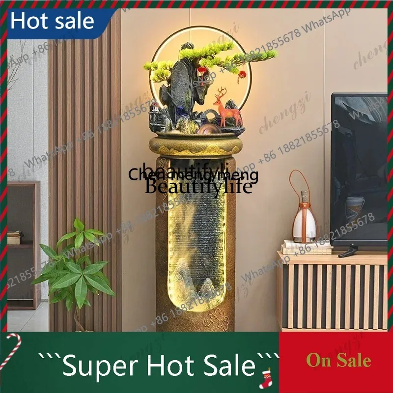 03  Rockery flowing water makes money ornament floor water curtain landscape circulating water living room entrancess 51
