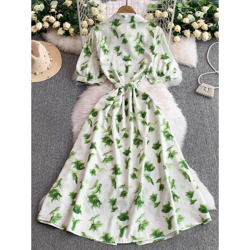 Boho women summer chic floral print slim bandage long blouse dress casual vestido de festa elegant tunic beach holiday dress