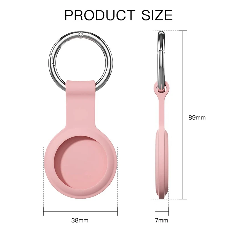 Compatible con llavero Airtag, funda protectora de silicona, soporte seguro con llavero, paquete de 4 rojo/blanco/amarillo/rosa