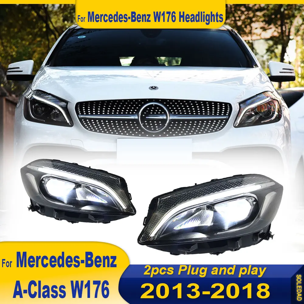 Car Headlight For Mercedes-Benz A-Class W176 2013 2014 2015 2016 2017 2018 LED Lamps Daytime Running Lights Dynamic Turn Signals