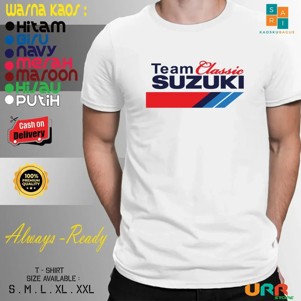 سوزوكي دراجة نارية الثقيلة المعادن دراجة نارية ثقافة البضائع قصيرة الأكمام تي شيرت الرجال والنساء القطن الخالص الشارع الشهير