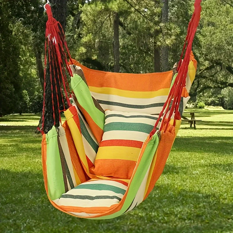 Portable Outdoor Camping Hammock Chair , Sturdy Cotton Fabric Swing Chair for Home, Bedroom,Durable Hanging Swing Seat