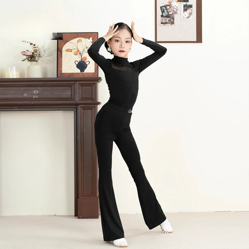 

Тренировочный костюм для латинских танцев, новый детский костюм для выступлений для девочек, конкурсные правила, костюм для латинских танцев