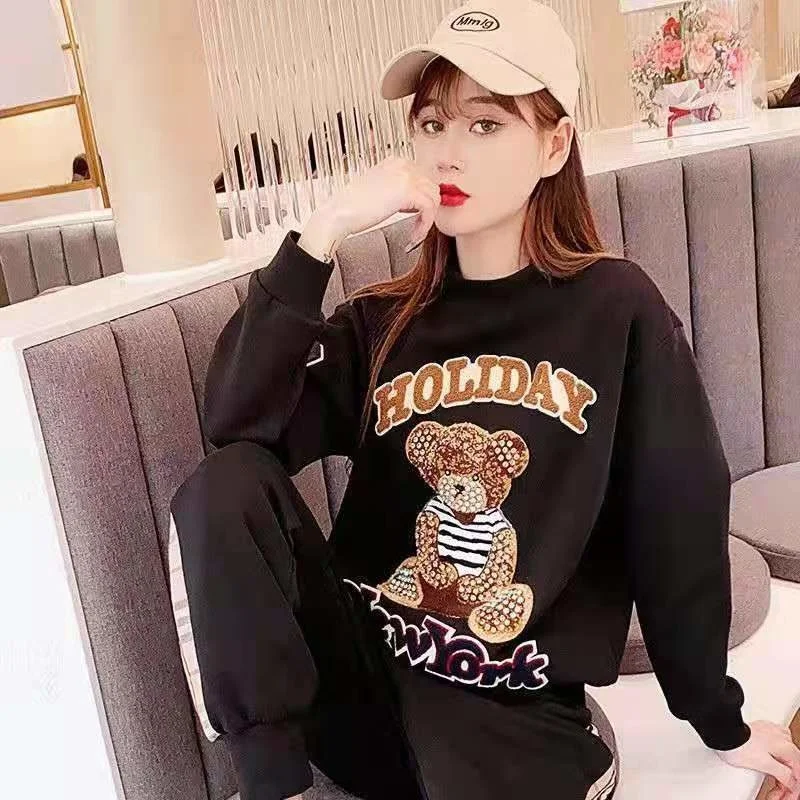 Women\'s Casual Fashion Plush Sweater Sweat Suits 2022 Spring And Autumn Winter New Temperament Matching Two Piece Sets For Women