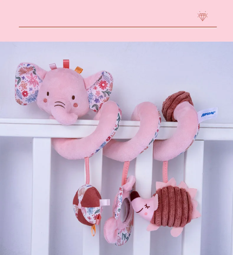 Baby Crib Hanging Rattles Toys Car Seat Toy Soft Mobiles Stroller Cot Spiral Toy Pram girl pink Dolls for Babies Newborn Gift