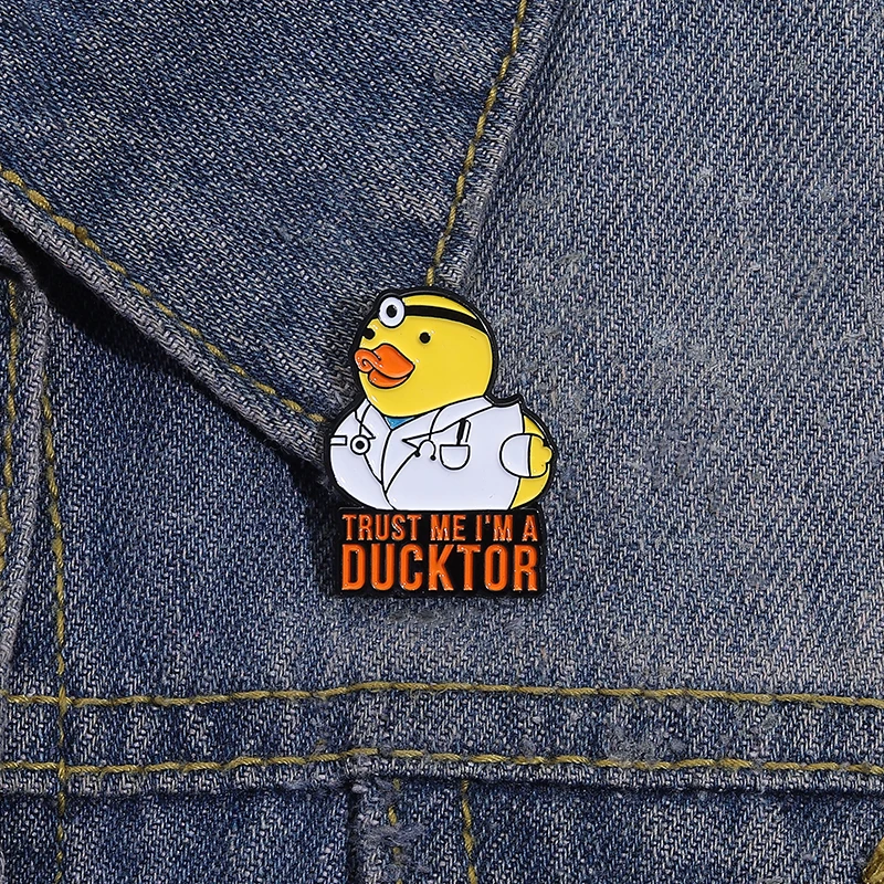 Trust Me I'm A Doctor Enamel Pin Cartoon Ducktor Veterinary Funny Humorous Animal Brooches Lapel Badge Jewelry Gifts For Friends - view 2