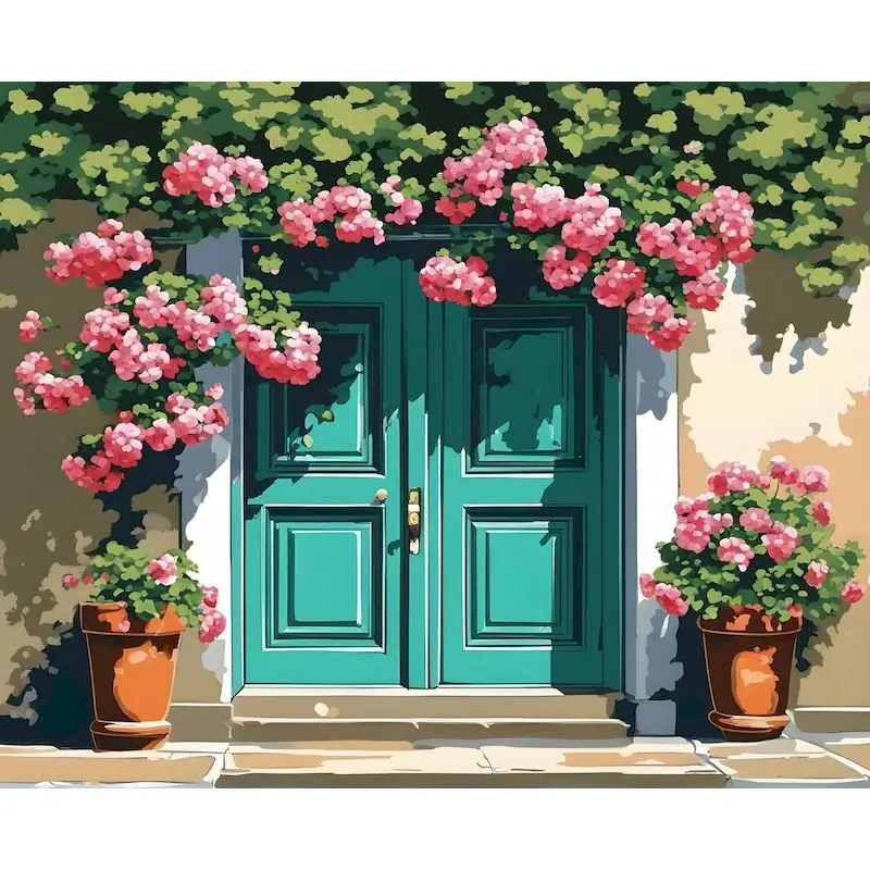 

GATYZTORY Handpainted Picture Painting By Numbers Flowers Door Landscape Wall Art Canvas Paint By Number For Adults Home Decor