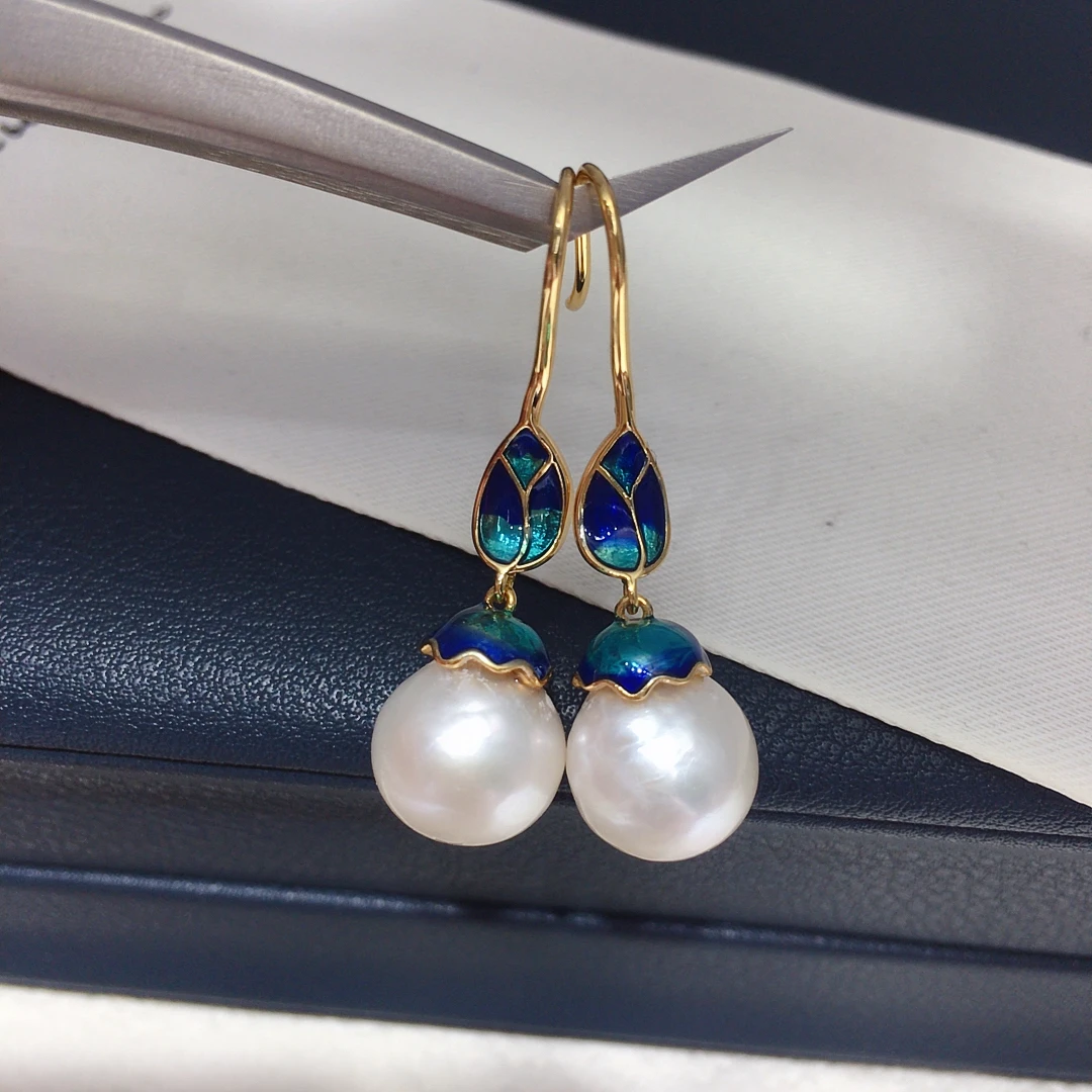 ZHBORUINI Freshwater Pearl Baroque Earring Chinese Style 9-11 Circular Baroque Fashion Jewelry Ethnic Style Retro Gift For Woman