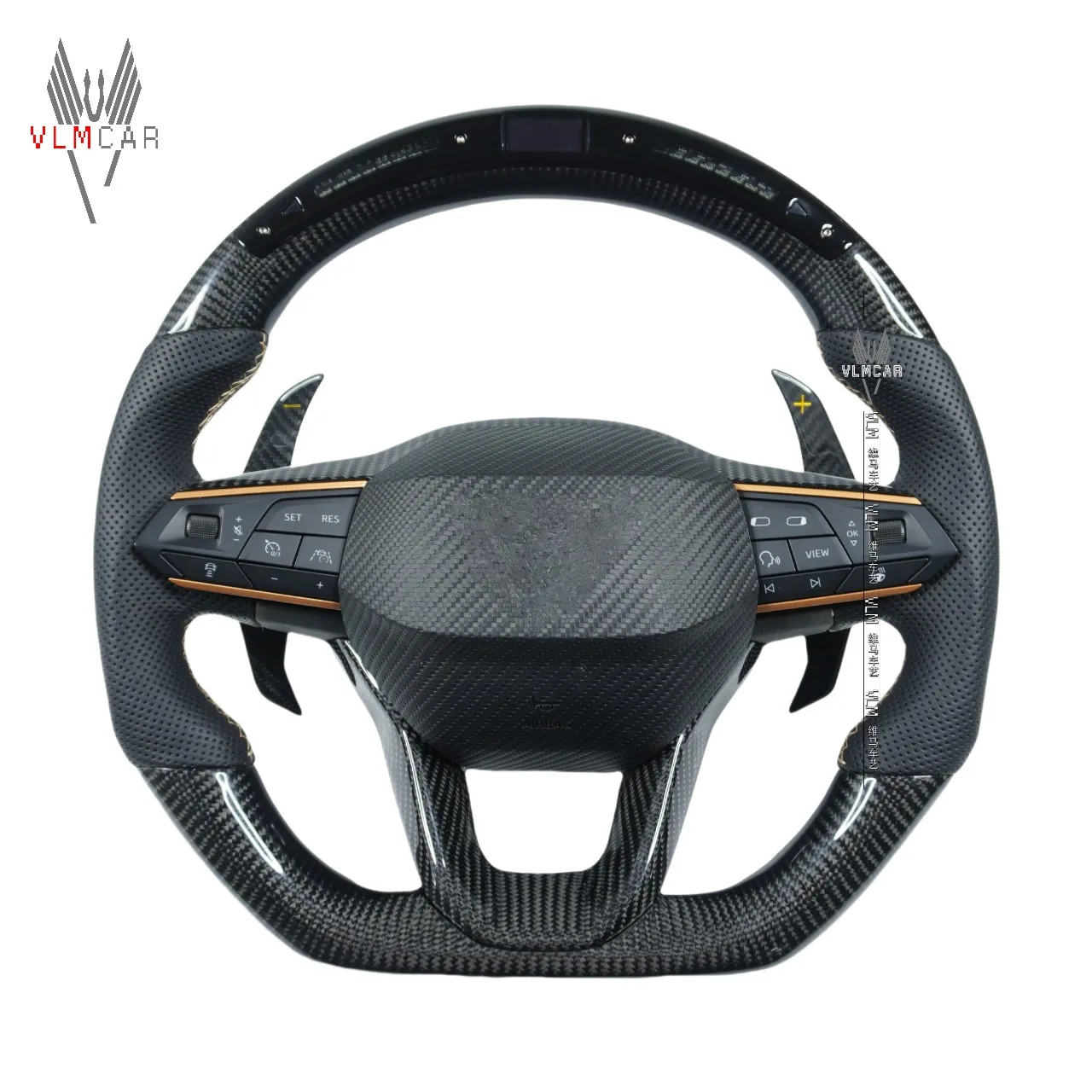 VLMCAR-Carbon Fiber Steering Wheel for Seat Leon Cupra MK4 2023 Ateca Formentor sport, With Paddles Private Custom LED Screen