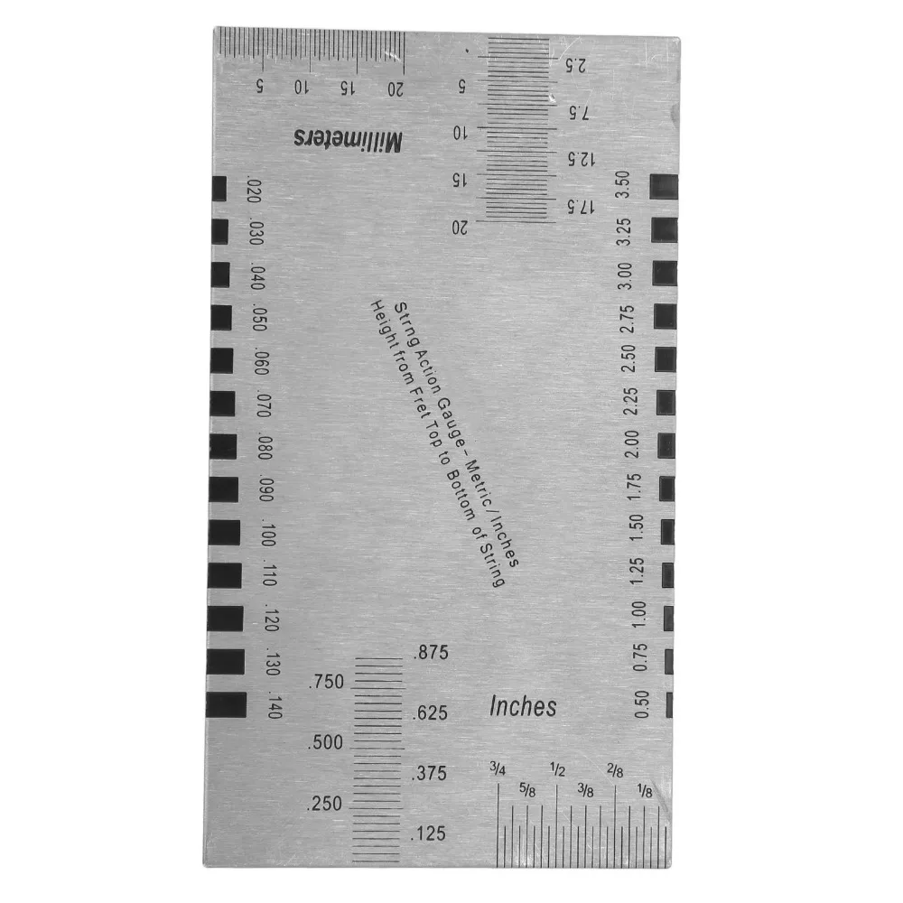 Metal Guitar String Action Ruler Small Pocket Size Silver String Action Ruler Accurate Measurement Guitar Measuring Tool