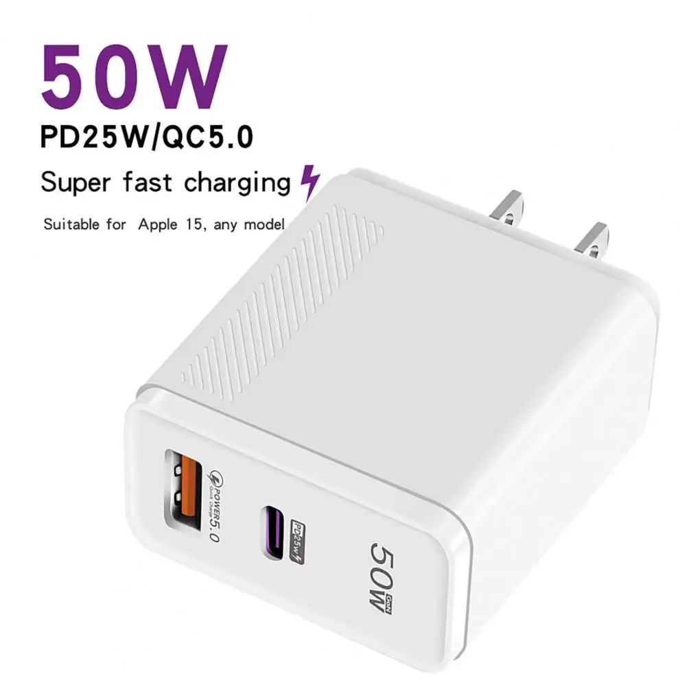 Charger 50W Super Fast Charging Over Current Voltage High Efficiency US Plug Charger for IPhone 15/pro for