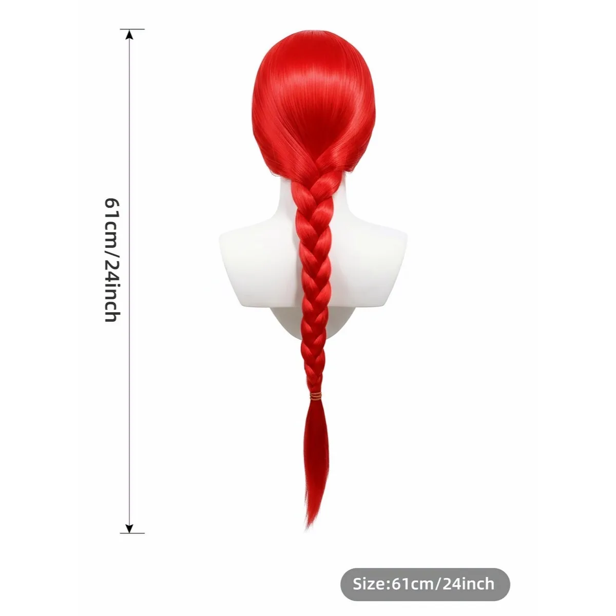 Red Long Braid Wig High Puff Marilyn Style For Party&Cosplay.It Comes With A Yellow bow.Comfortable to wear.synthetic  Wigs.