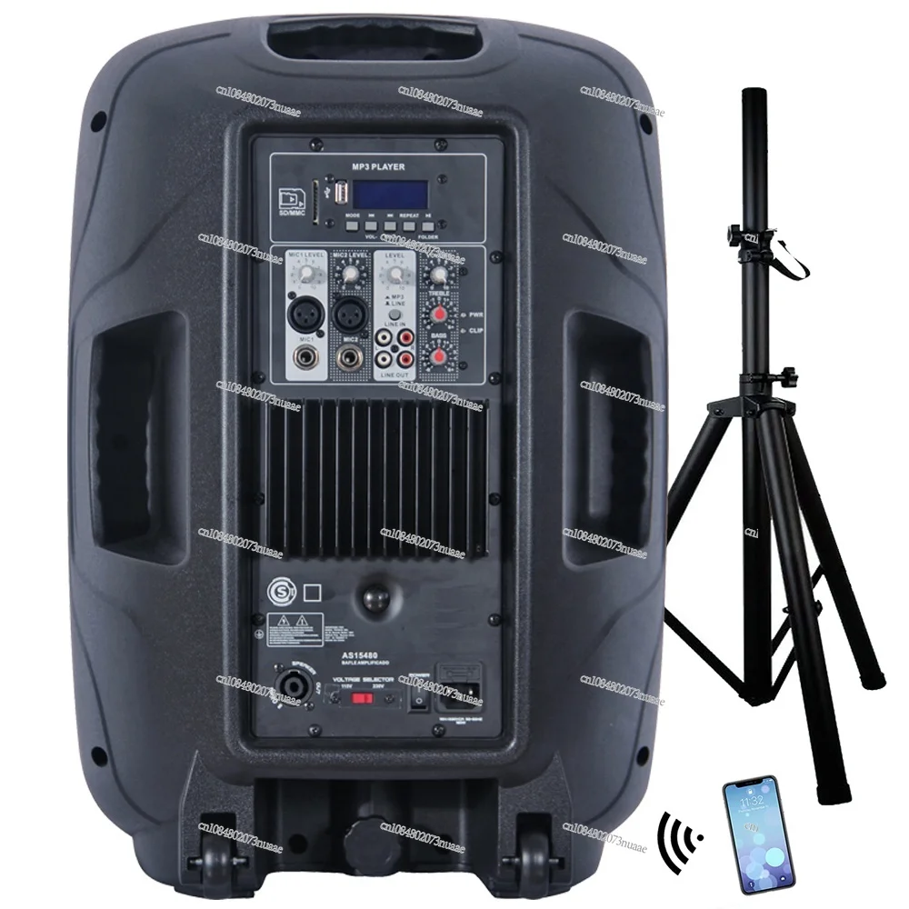 Professional Wireless Karaoke Set, PA Active Audio Box with LED Horn Speaker System, 800W, 15\