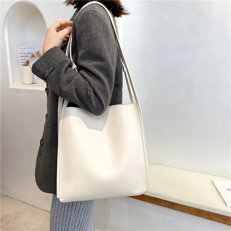 Quality Women Tote Bag Shoulder Leather Handbag Designer Luxury Totes Large Capacity Solid Color Shopper Bag Women Bolsos