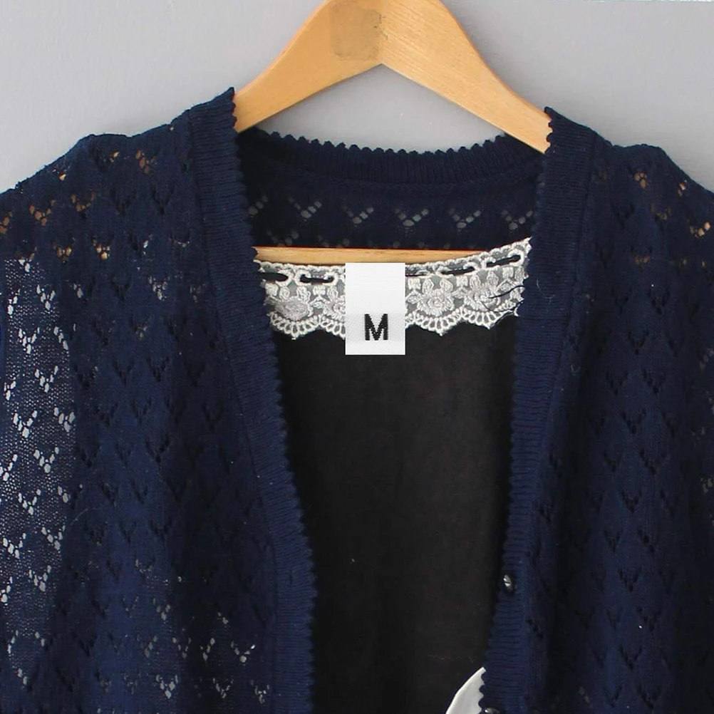 Etichette per taglie da 250 pezzi Etichette per indumenti da cucito Etichette per taglie per vestiti Mini etichette in tessuto lavabile per abbigliamento Artigianato Etichetta per abbigliamento
