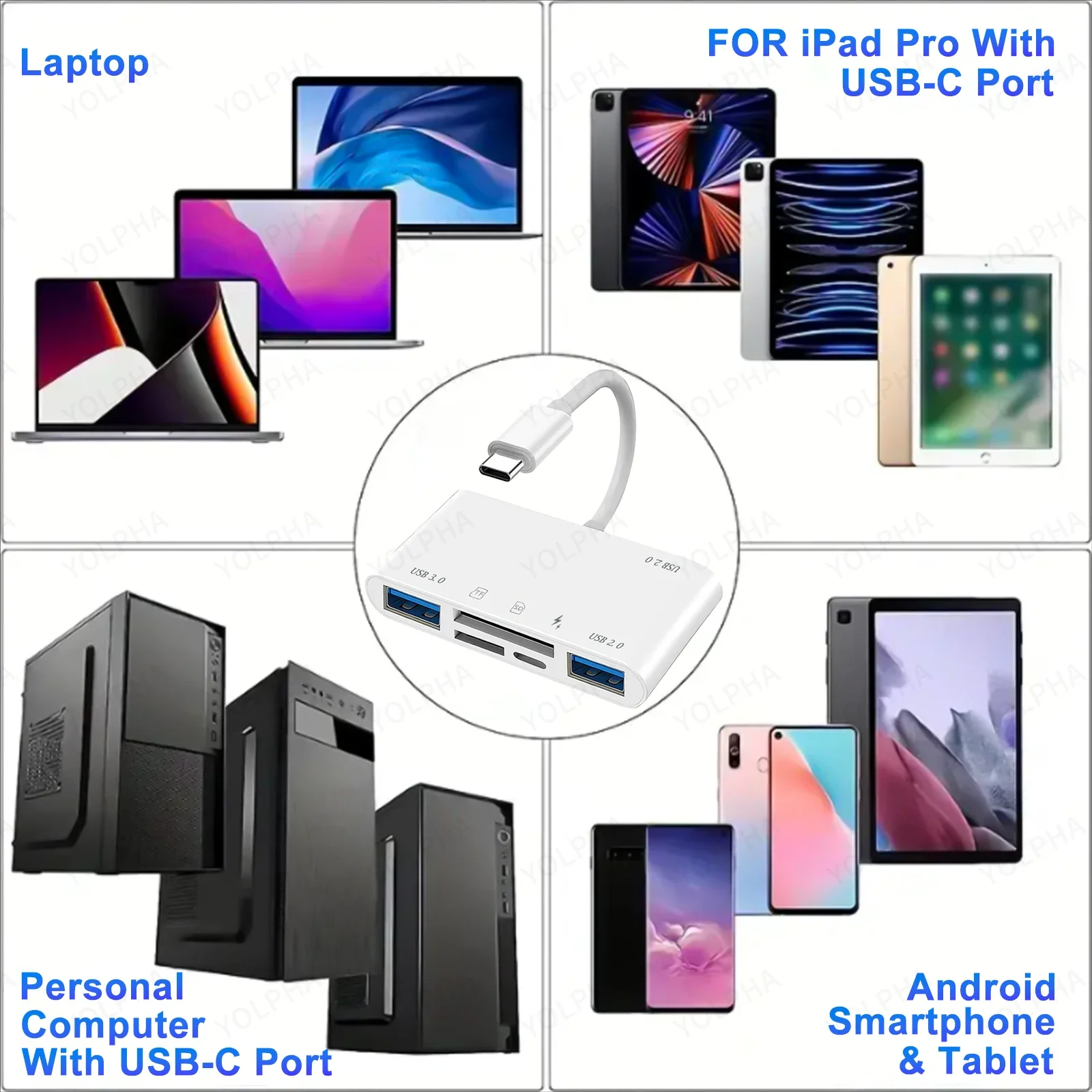 Адаптер Type C кардридер TF SD 6 в 1 USB C кардридер адаптер для Macbook Huawei Samsung Xiaomi OTG устройство записи компактная вспышка