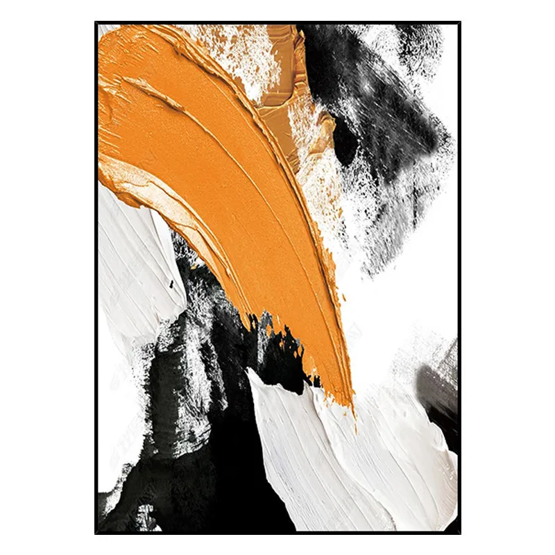 black and white orange light luxury minimalist decorative painting entrance texture painting living room sofa hanging painting