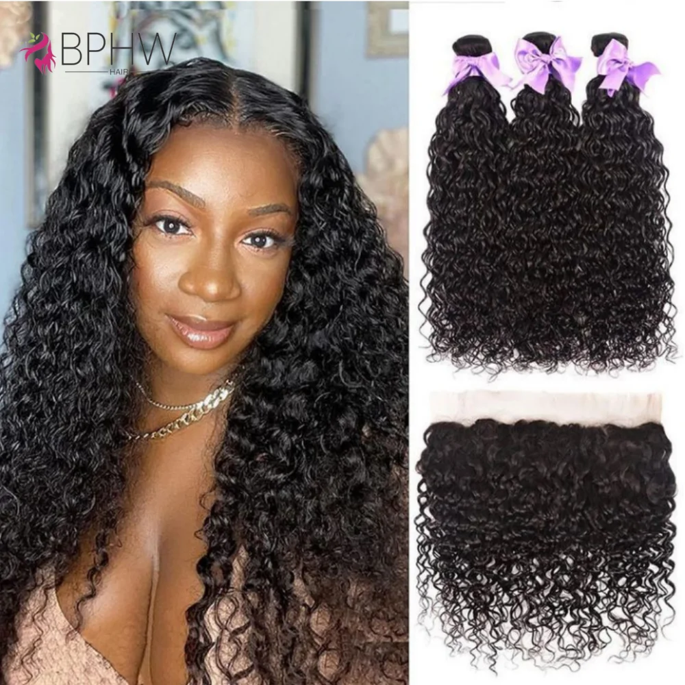 

Волна воды 12А, девственные волосы, перуанские 3 пучка с фронтальными наращиваниями волос, 100% плетение человеческих волос для чернокожих женщин, натуральный цвет