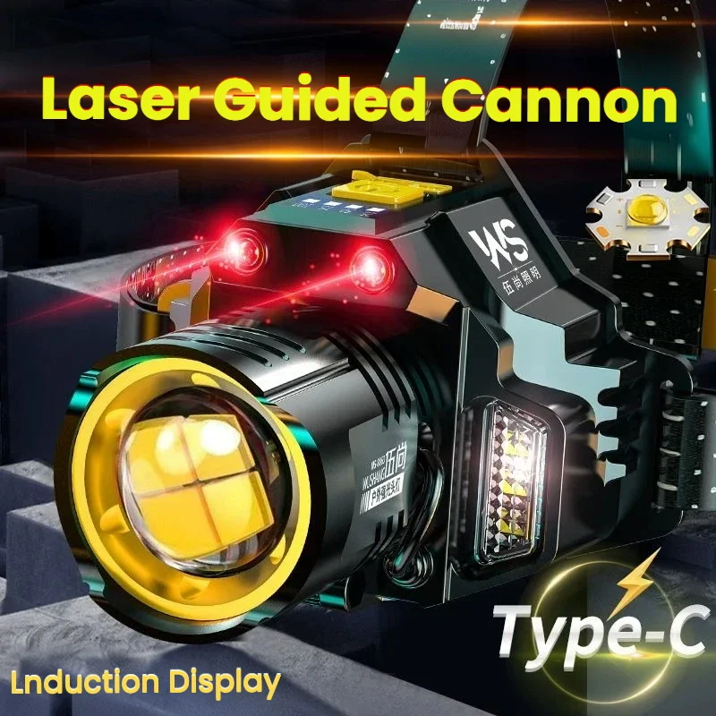 Outdoor Powerful LED Headlights Motion Sensing Headlights Rechargeable Flashlights High Power COB Headlights Fishing Headlig