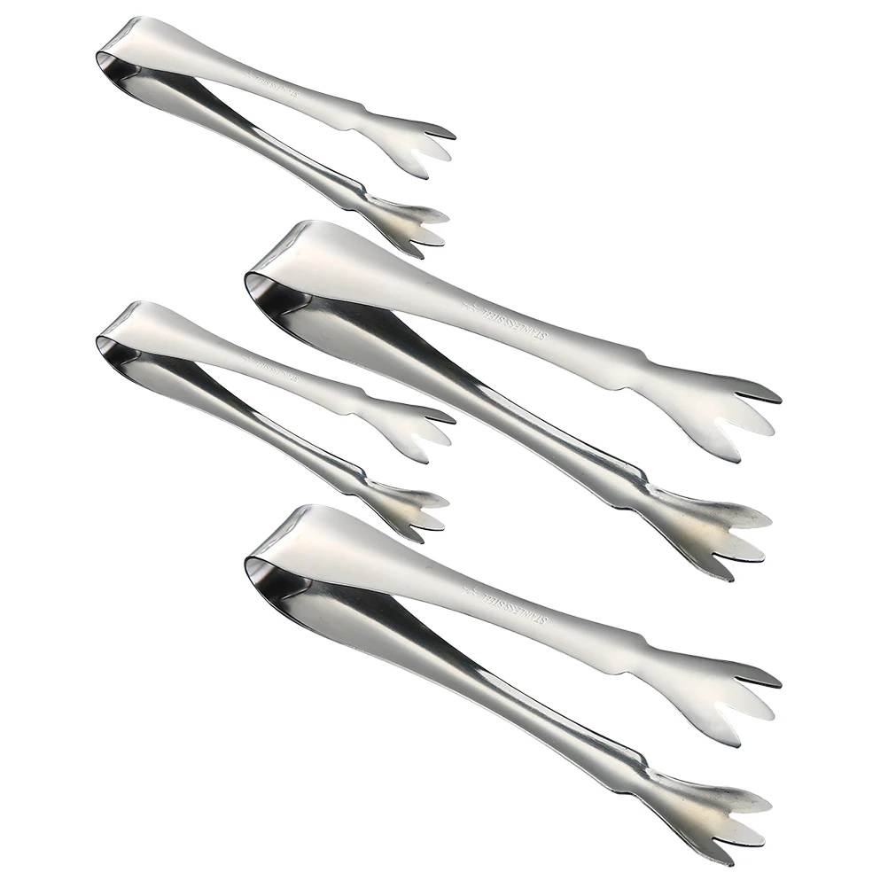 

4PCS Stainless Steel Ice Tongs Corrosion Resistant Kitchen Utensils Compact BBQ Grilling Serving Tools Salad Buffet