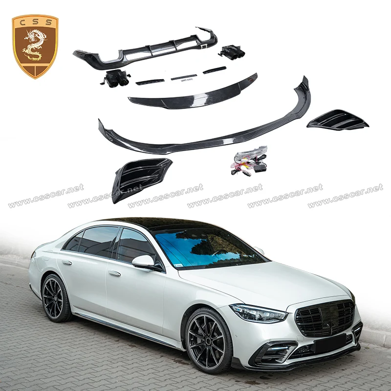 

Car Rear Bumper Diffuser Lip Splitter Protector Guard with Tail Mouth For Benz S Class W223 BB Style Air Vent Outlet Cover Trims