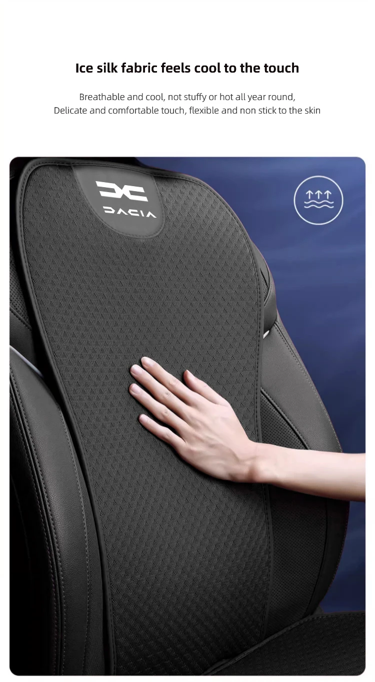 Auto-Sitzkissenbezug, atmungsaktives Eisseiden-Pad, Autozubehör für Dacia Duster Sandero Bigster Dokker Jogger Logan Stepway – Detail 3