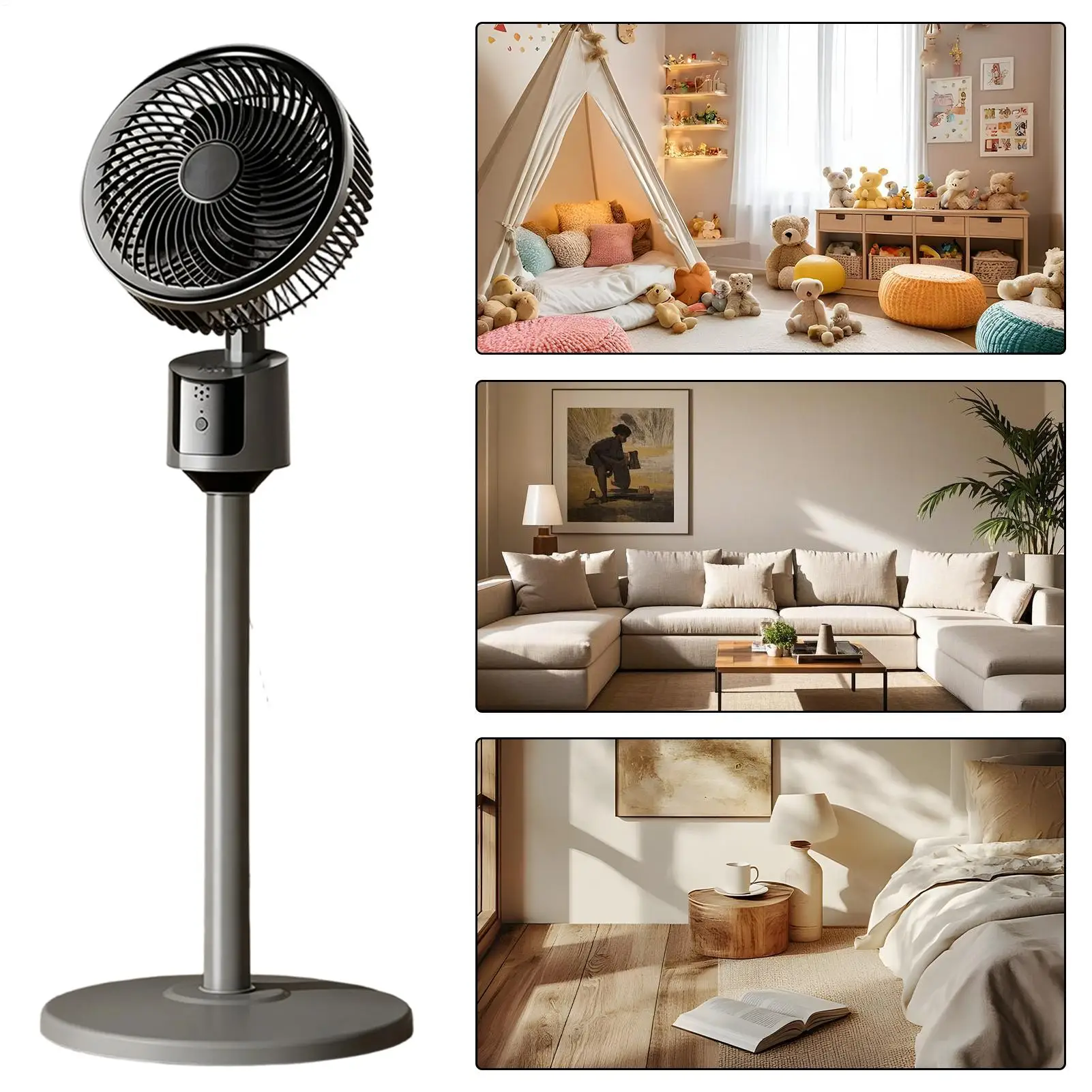 new Portable Folding Fan 3 Speeds Wind & Auto Oscillation Rechargeable Floor Standing Desk Fan with Remote for Home