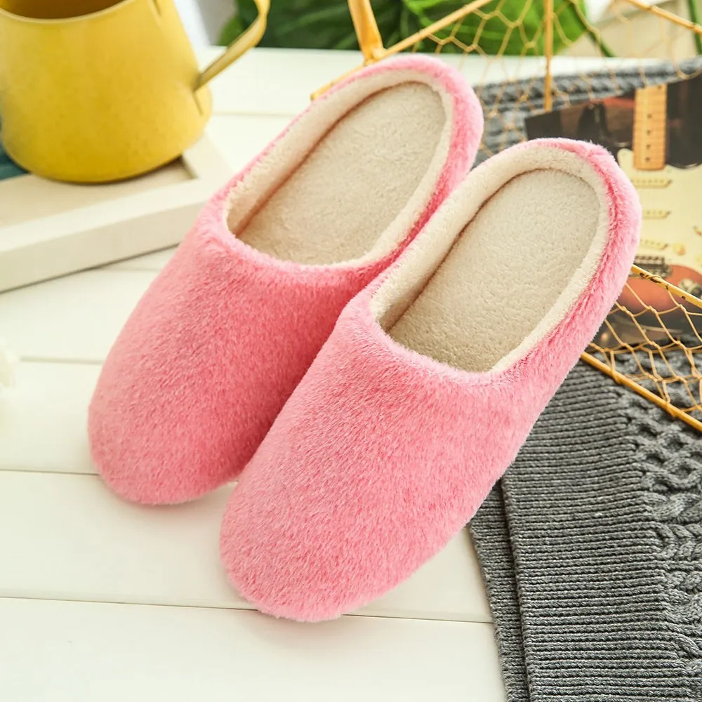 Womens Comfortable Soft Home Winter Slippers Lightweight Slip Floor Warm Bedroom Women\'s Slipper Female Plain Household Slippers