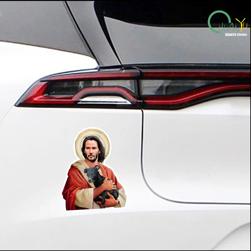 Reflective car stickers, Angel John Wick chasing pet dogs at high speed, movie glass paint stickers