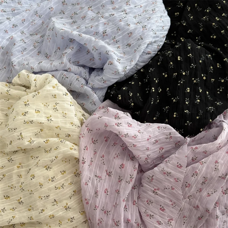 

Floral thin polyester fabric for clothing hair accessory diy chiffon fabric