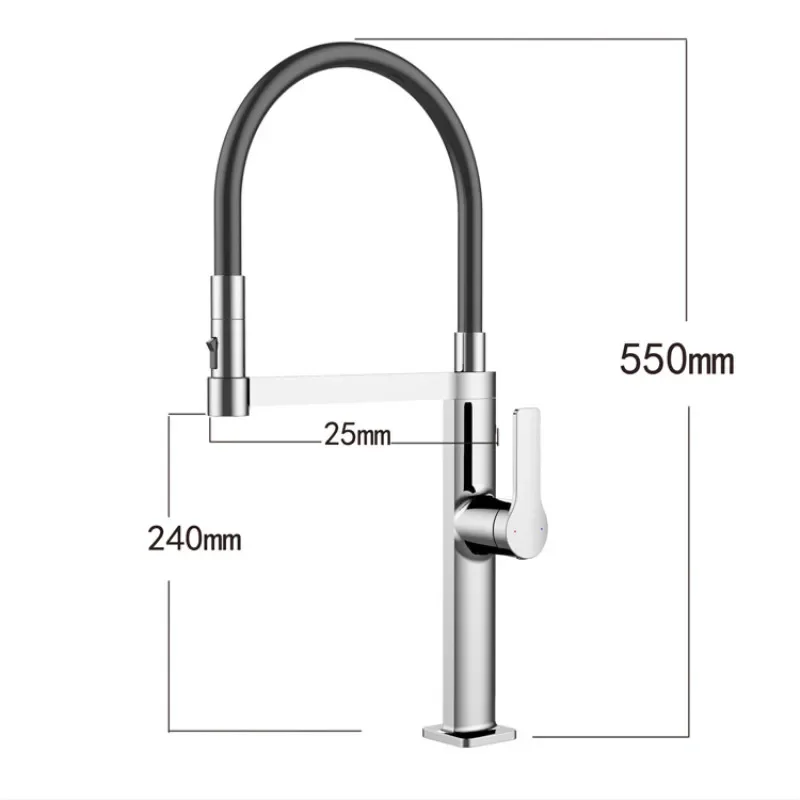 Grifo de cocina extraíble con filtro de agua, grúa de latón montada en cubierta, mezclador de fregadero negro de 2 vías