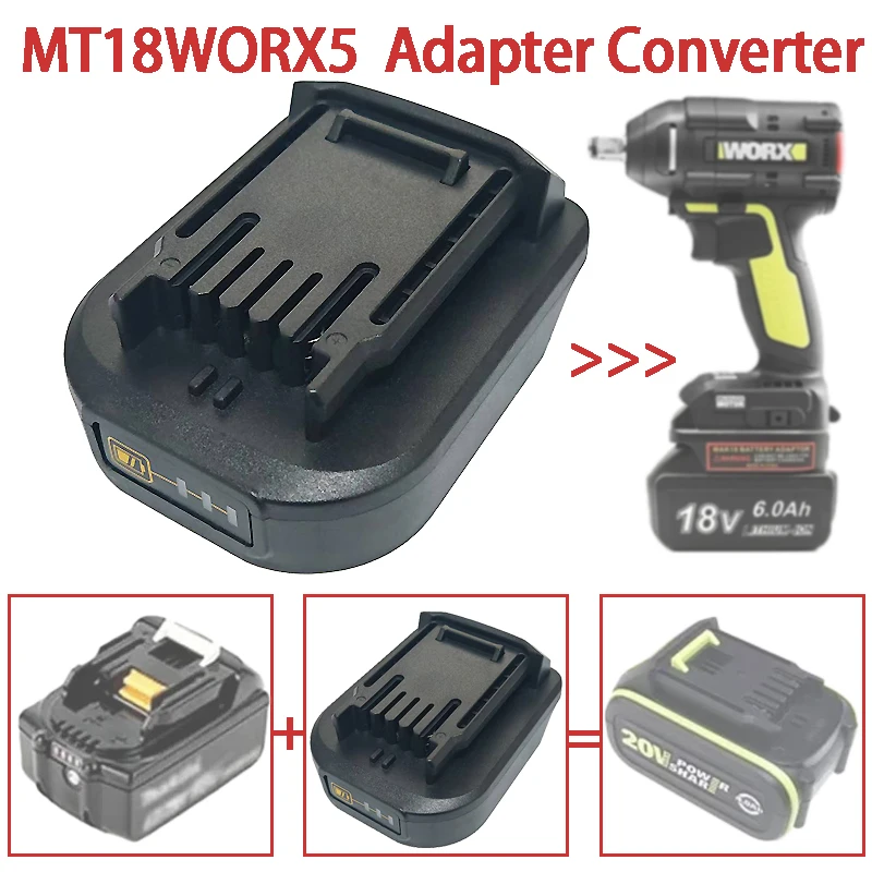 For Worx 5PIN 20V Power Tools for Makita BL Series 18V Li-ion Battery MT18WORX5 Adapter Converting To for Worx 5PIN 20V Battery