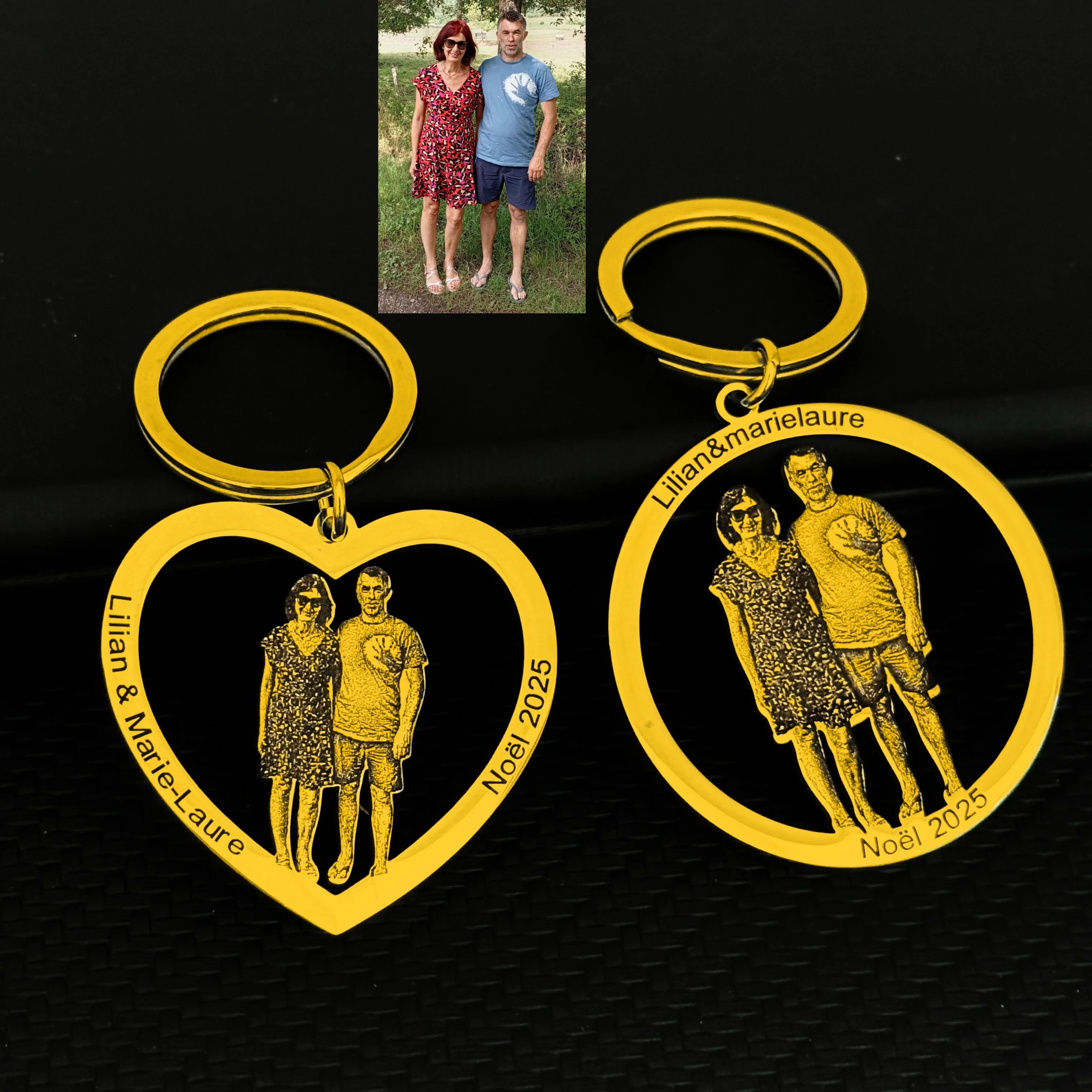Customized Personalized Photo Pendant Keychain Laser Engraved Stainless Steel Portrait Women Men Original Unique Key Ring Gift