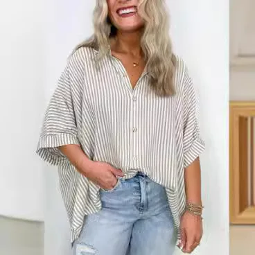 Elegant หญิงเสื้อผู้หญิงลาย V คอเสื้อเสื้อสบายเสื้อแขนสั้นเสื้อหลวม Roupas Blusas ฤดูร้อน