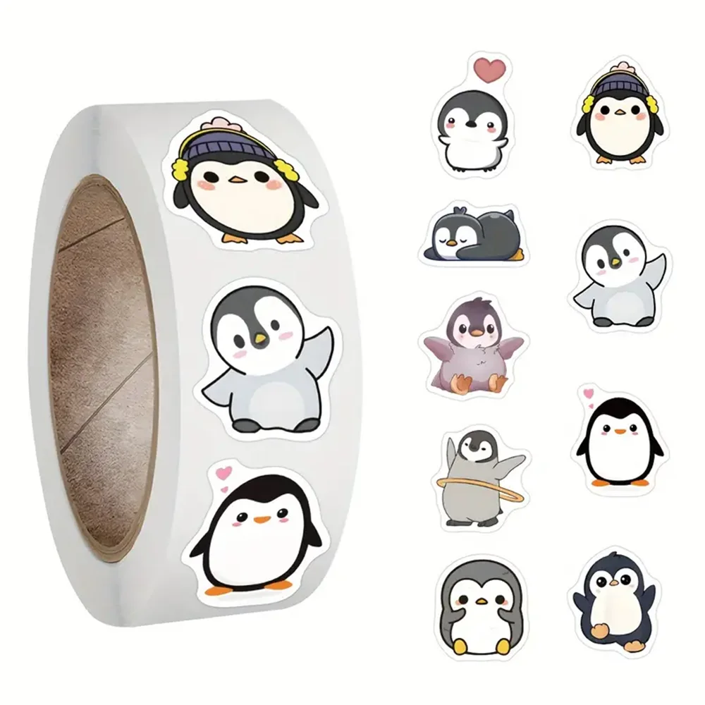 Pegatinas de animales de pingüino para decoración, adhesivos extraíbles de dibujos animados para cuaderno, grafiti, regalo DIY, para hornear, sobre, etiqueta, 100-500 piezas