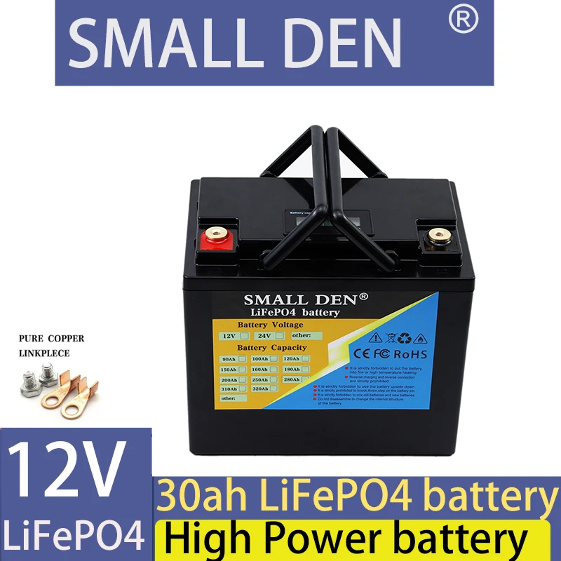 

12V 30Ah LiFePO4 Battery BMS Lithium Power Batteries 4000 Cycles For 12.8V RV Campers Golf Cart Off-Road Off-grid Solar Wind